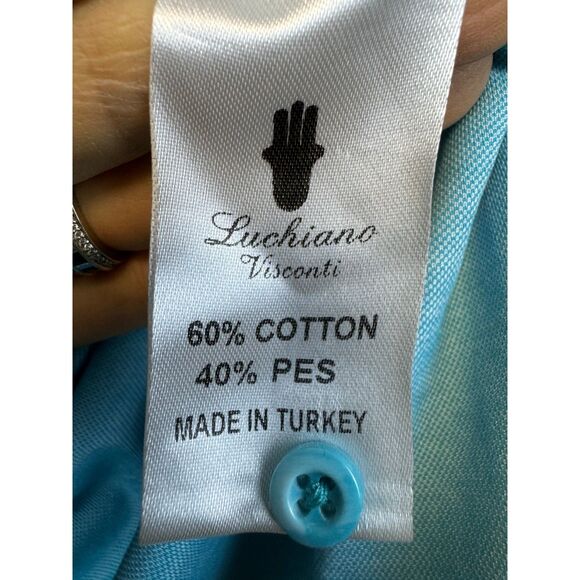 Bundle of 2 VISCONTI BLACK Blue and White Polos, Both Sz M - Picture 7 of 15